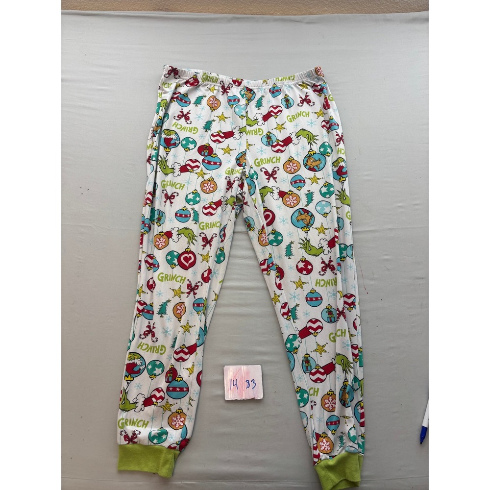 Dr. Seuss The Grinch Christmas Pajama Pants XL White Holiday Joggers LZ41910SA